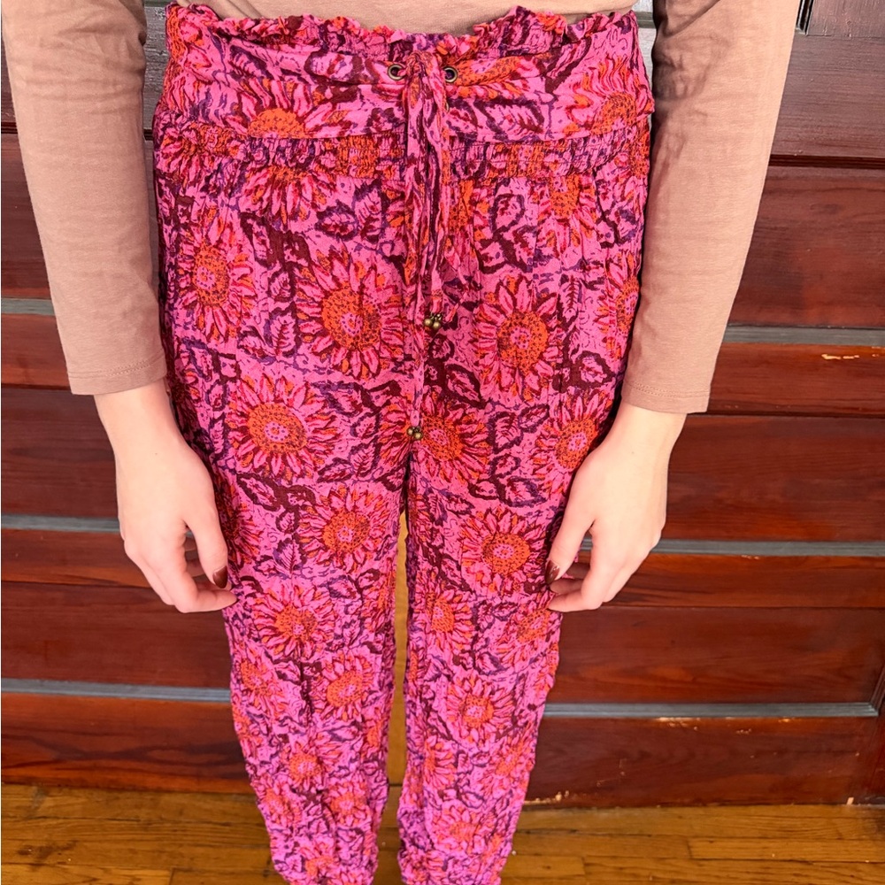 Free People Pink Floral Pants